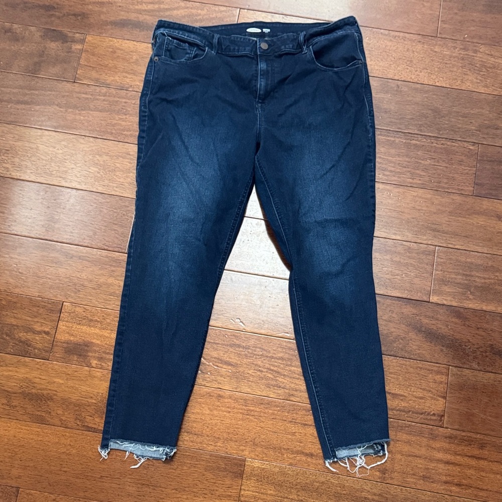 Old Navy Dark Blue Ankle Skinny Jeans with Frayed Hem